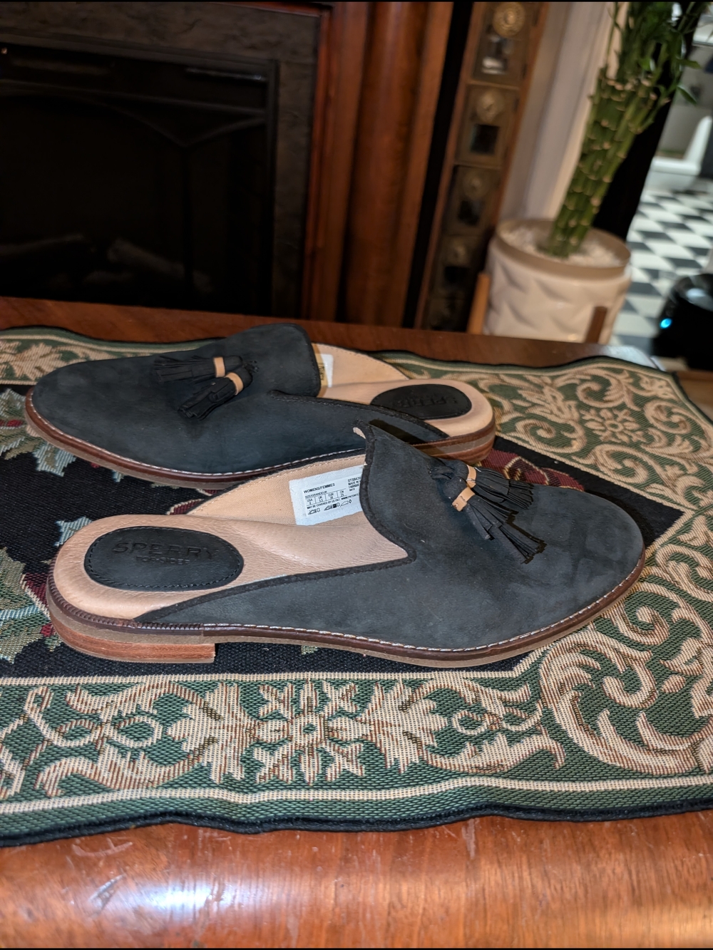 Sperry Suede Tassel Mule Loafers Women’s 8 | Navy Slip-On Flats Leather Preppy - Picture 2 of 5
